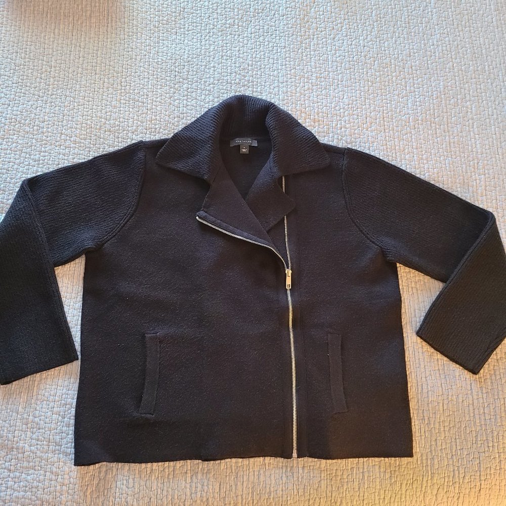 Ann Taylor Size XL Black Moto Sweater
